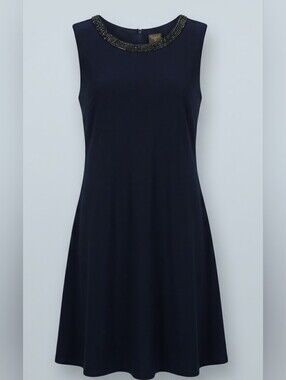 Taylor Embellished Beaded Neckline Blue Cocktail Mini Dress - Size 16